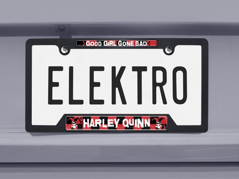 Elektroplate Officially Licensed - DC Comics Harley Quinn Automotive-Grade Black Plastic Open Corner License Plate Frame Tag Holder for Cars/SUVs/Trucks Weather-Proof Auto Accessory - Image 2